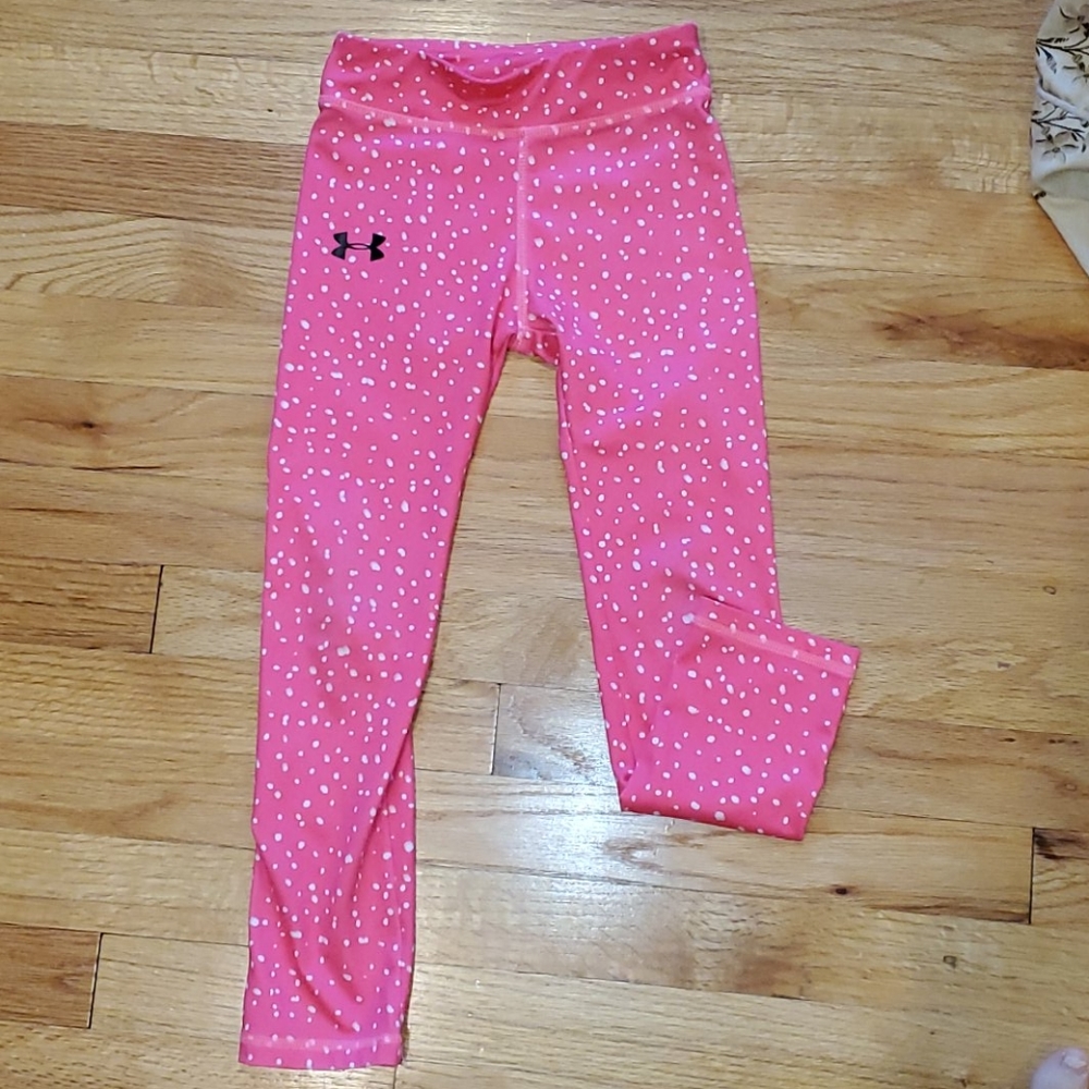 Girl's Under Armour pink and white leggings
